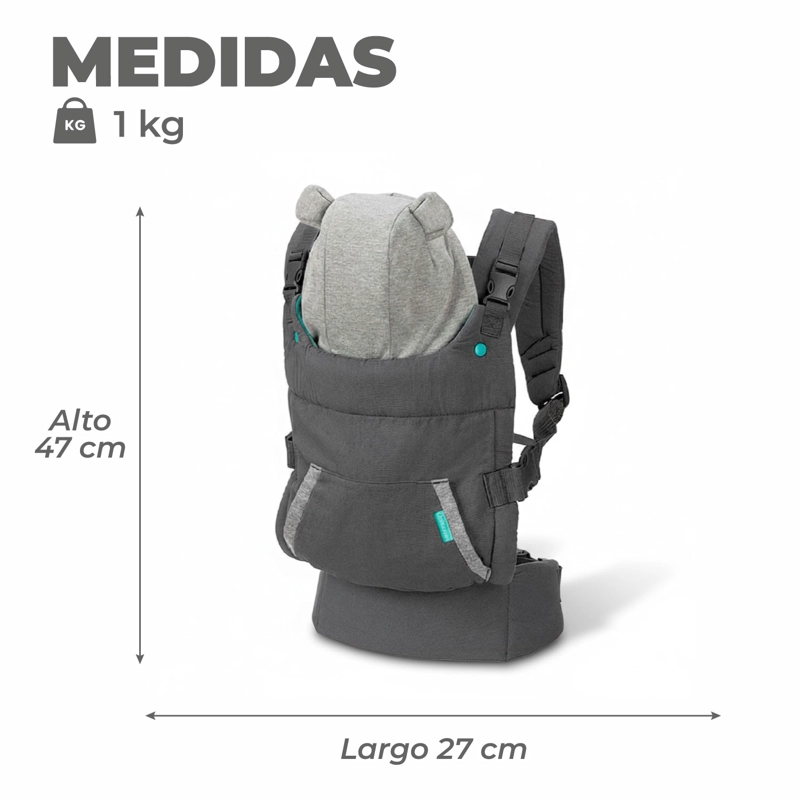 PORTA BEBE ERGONÓMICO OSITO CON GORRITO - 3