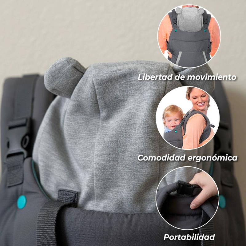 PORTA BEBE ERGONÓMICO OSITO CON GORRITO - 4
