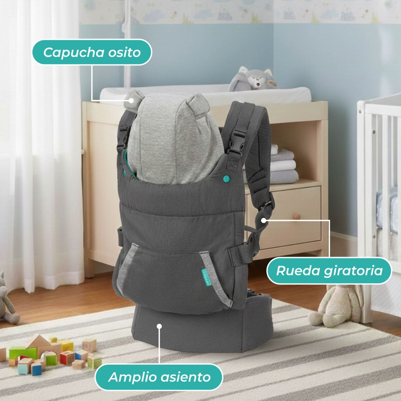PORTA BEBE ERGONÓMICO OSITO CON GORRITO - 6