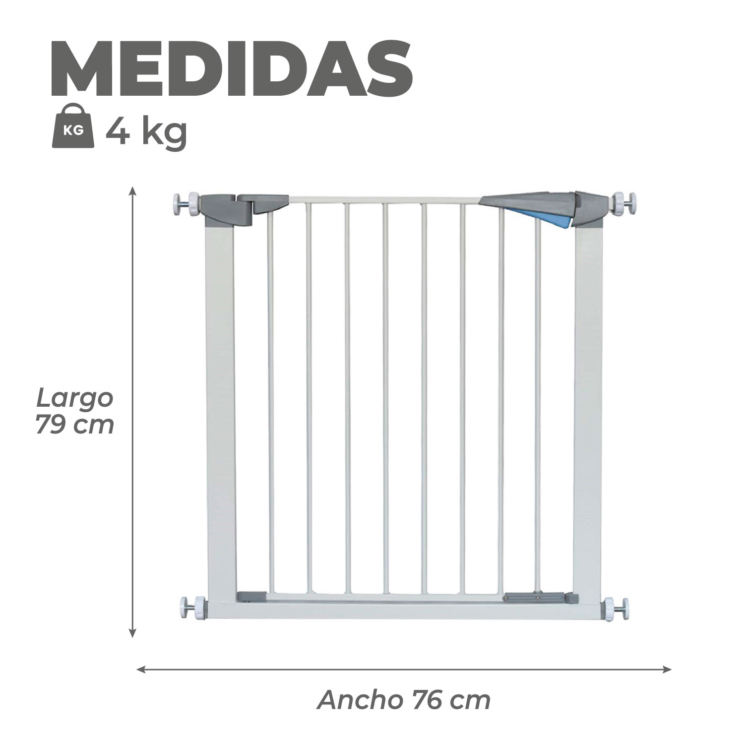REJA ESCALERA MUNDO ONLINE BLANCO PUERTA BEBE MASCOTAS SEGURIDAD 69 CM - 3