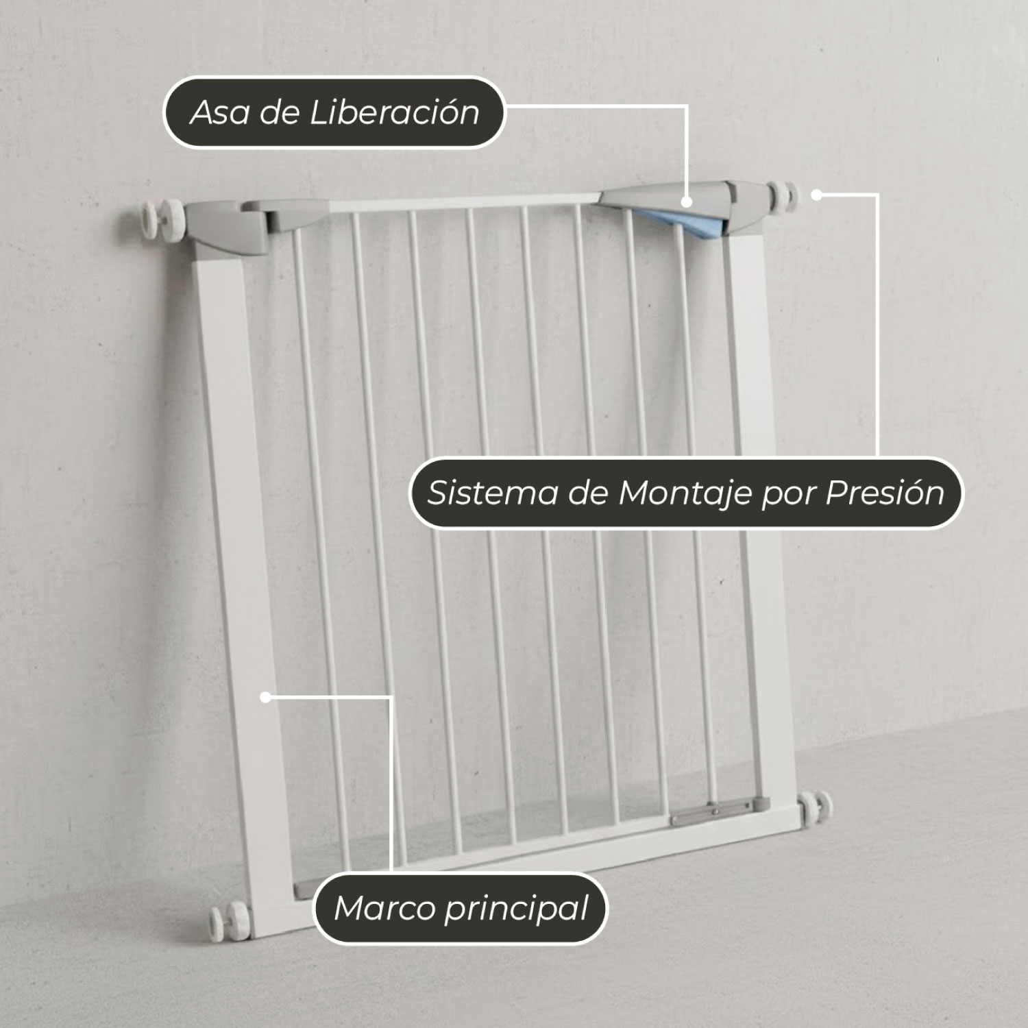 REJA ESCALERA MUNDO ONLINE BLANCO PUERTA BEBE MASCOTAS SEGURIDAD 69 CM - 6