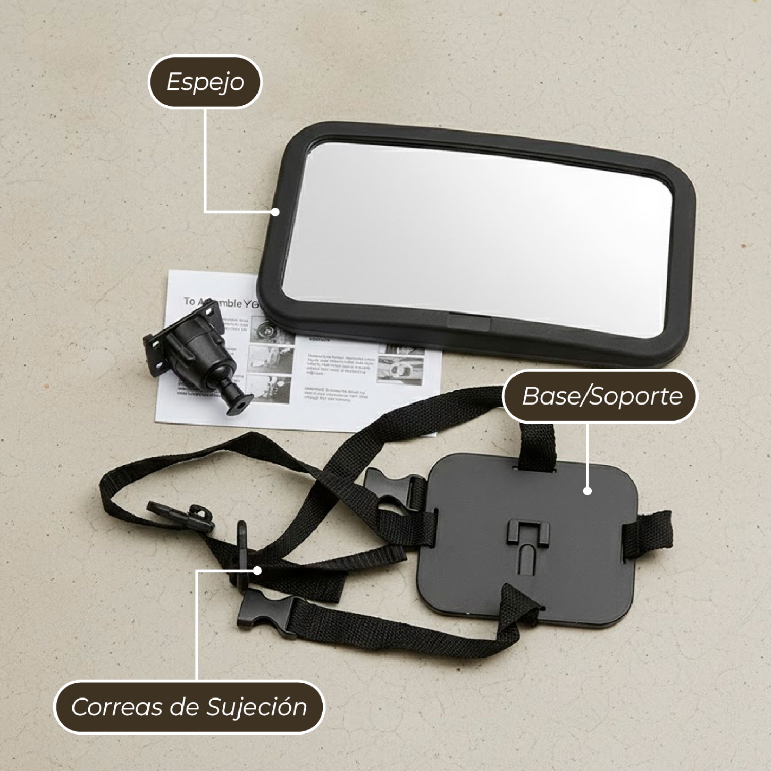 ESPEJO RETROVISOR MUNDO ONLINE NEGRO BEBE NIÑO - 6