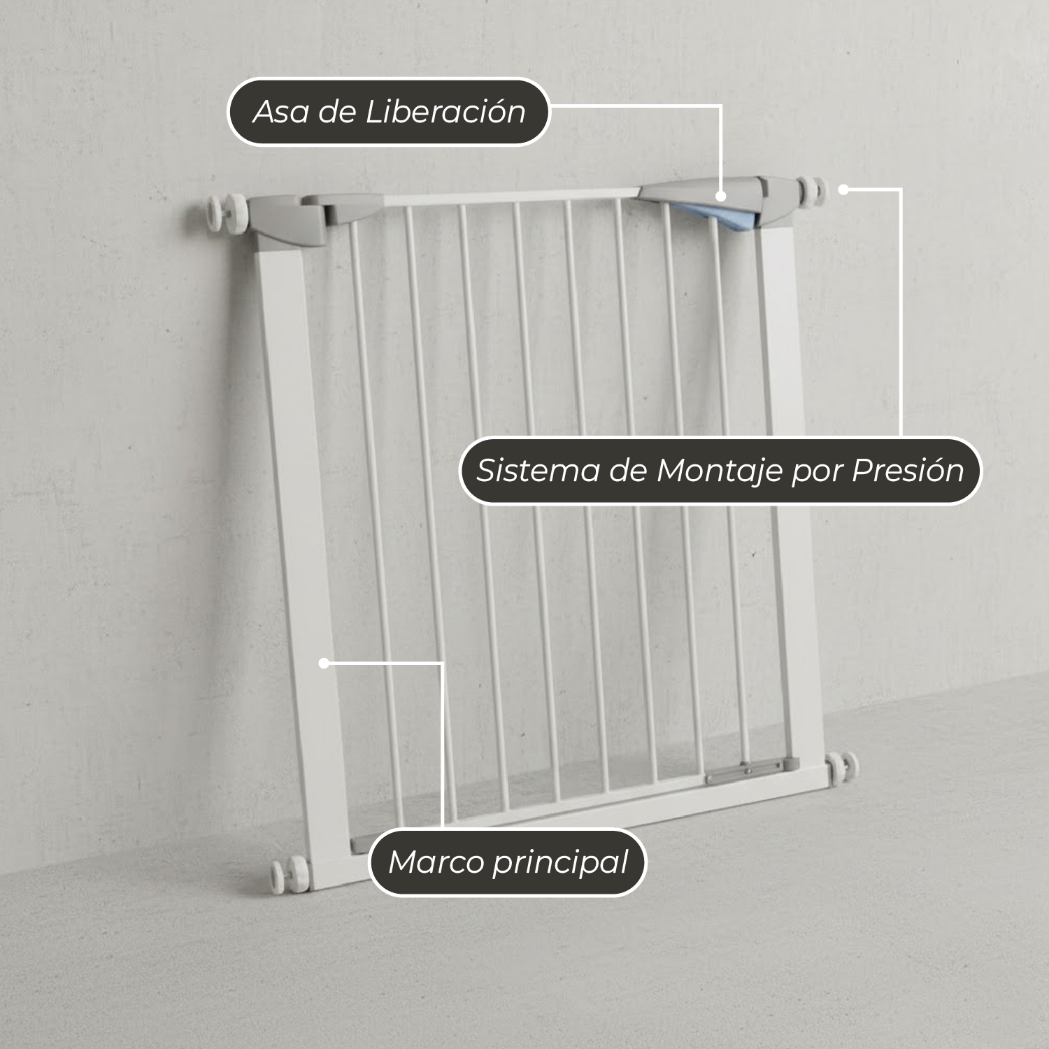 REJA SEGURIDAD MUNDO ONLINE BLANCO PARA ESCALERA PUERTA BEBE MASCOTAS - 6