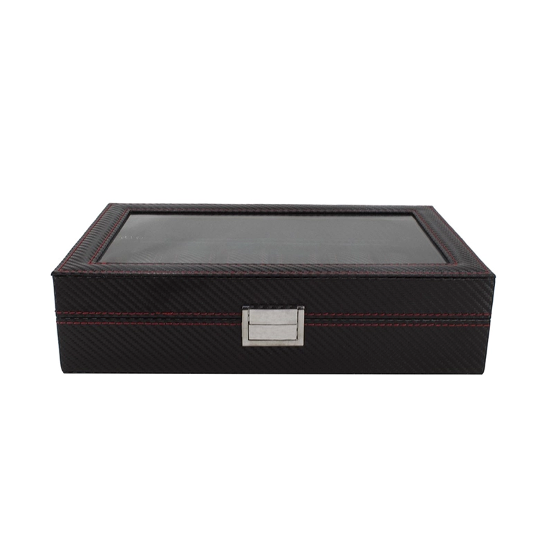 CAJA ORGANIZADORA 12 RELOJES DE LUJO NEGRO CON ROJO - 5