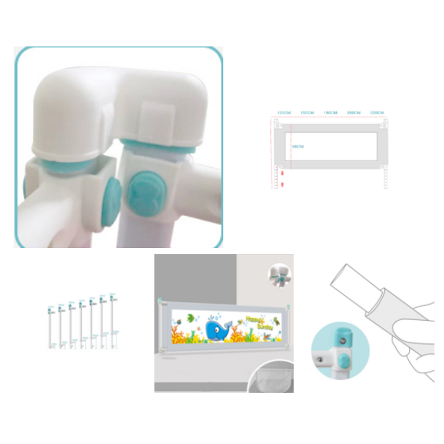 BARANDA CAMA SEGURIDAD MUNDO ONLINE GRIS BEBE PLEGABLE 180CM - 4