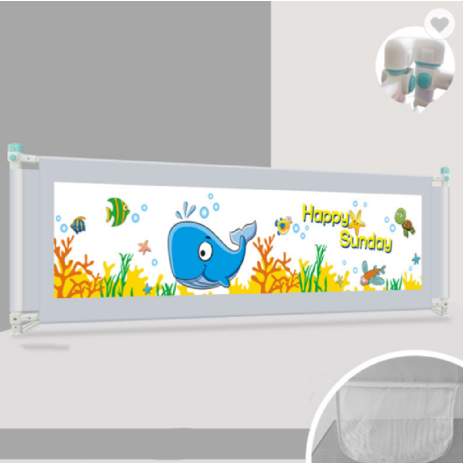 BARANDA CAMA SEGURIDAD MUNDO ONLINE GRIS BEBE PLEGABLE 180CM - 5