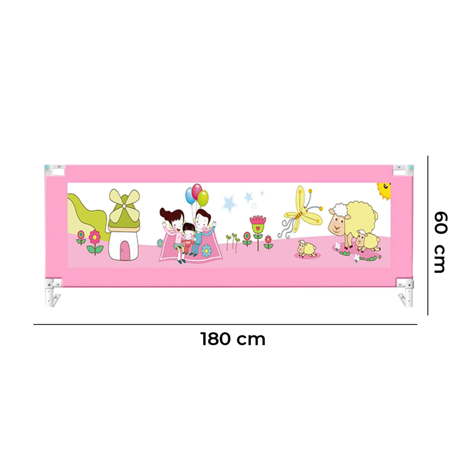 BARANDA CAMA SEGURIDAD MUNDO ONLINE ROSADO BEBE PLEGABLE 180 CM - 4
