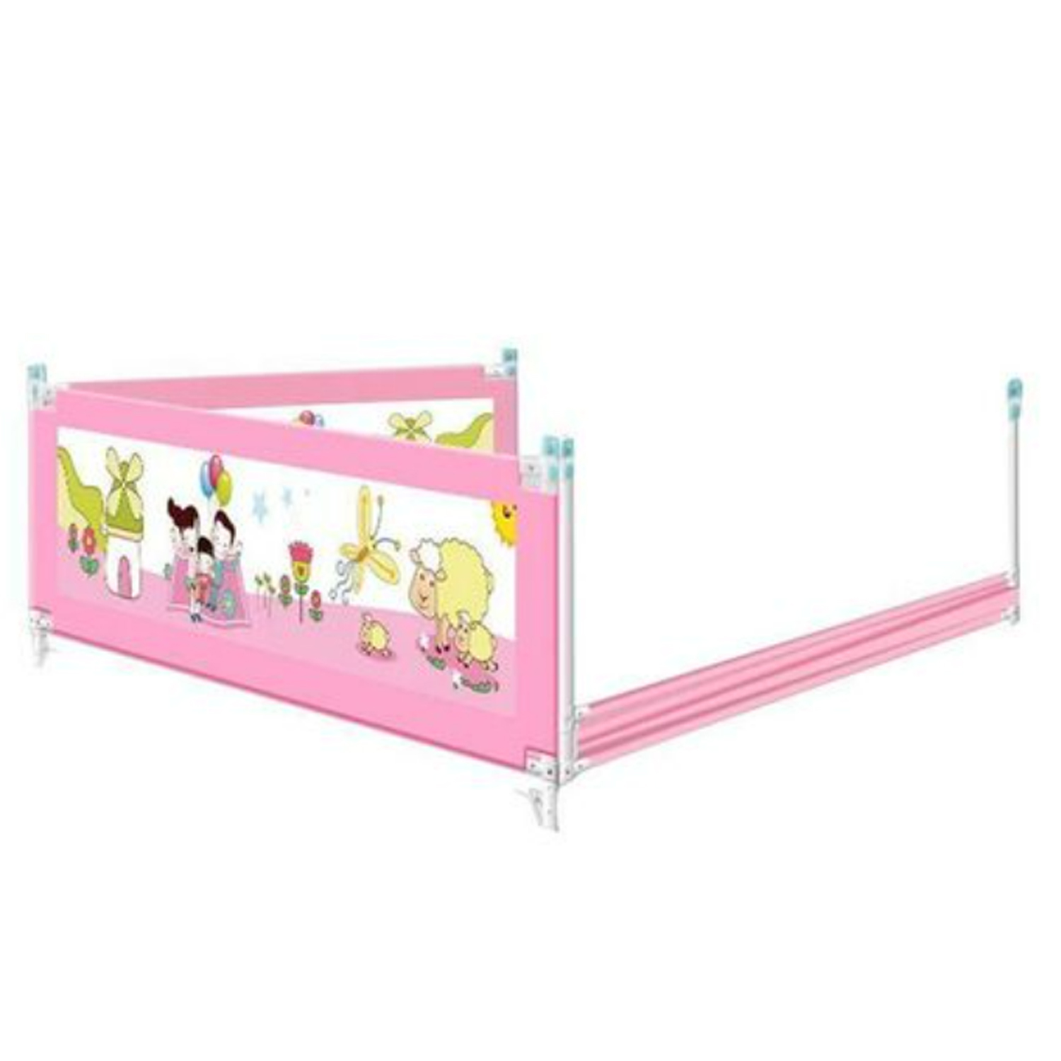 BARANDA CAMA SEGURIDAD MUNDO ONLINE ROSADO BEBE PLEGABLE 150CM - 2