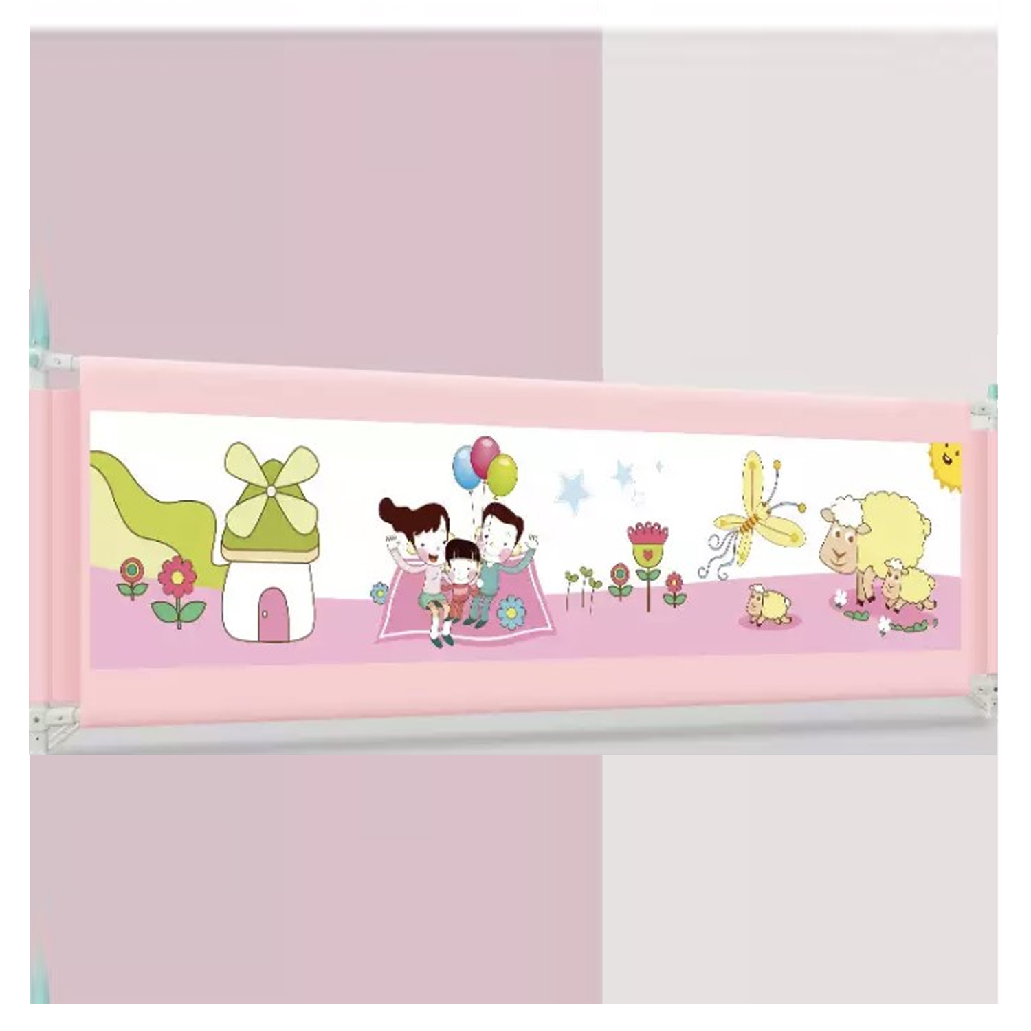 BARANDA CAMA SEGURIDAD MUNDO ONLINE ROSADO BEBE PLEGABLE 150CM - 6
