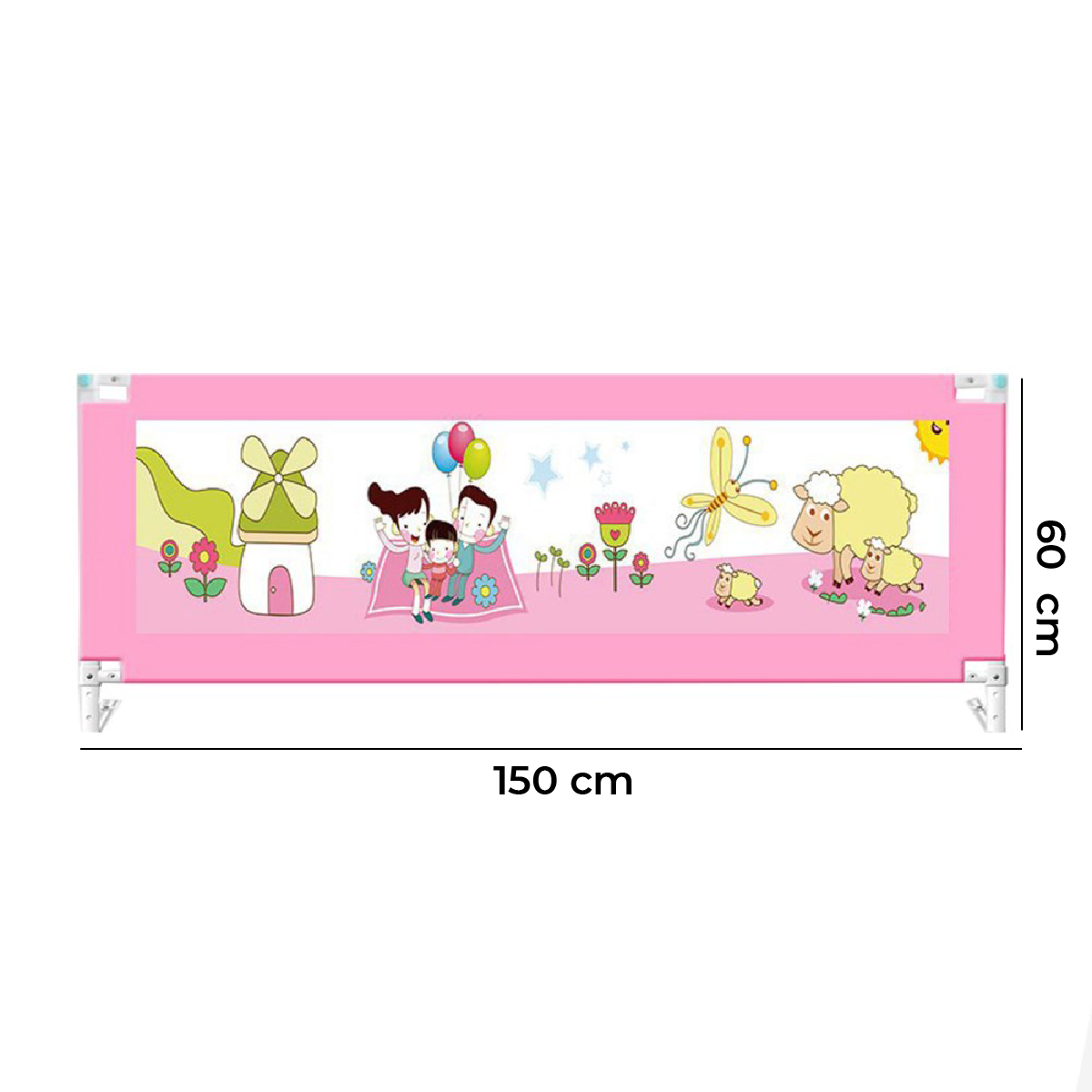 BARANDA CAMA SEGURIDAD MUNDO ONLINE ROSADO BEBE PLEGABLE 150CM - 9