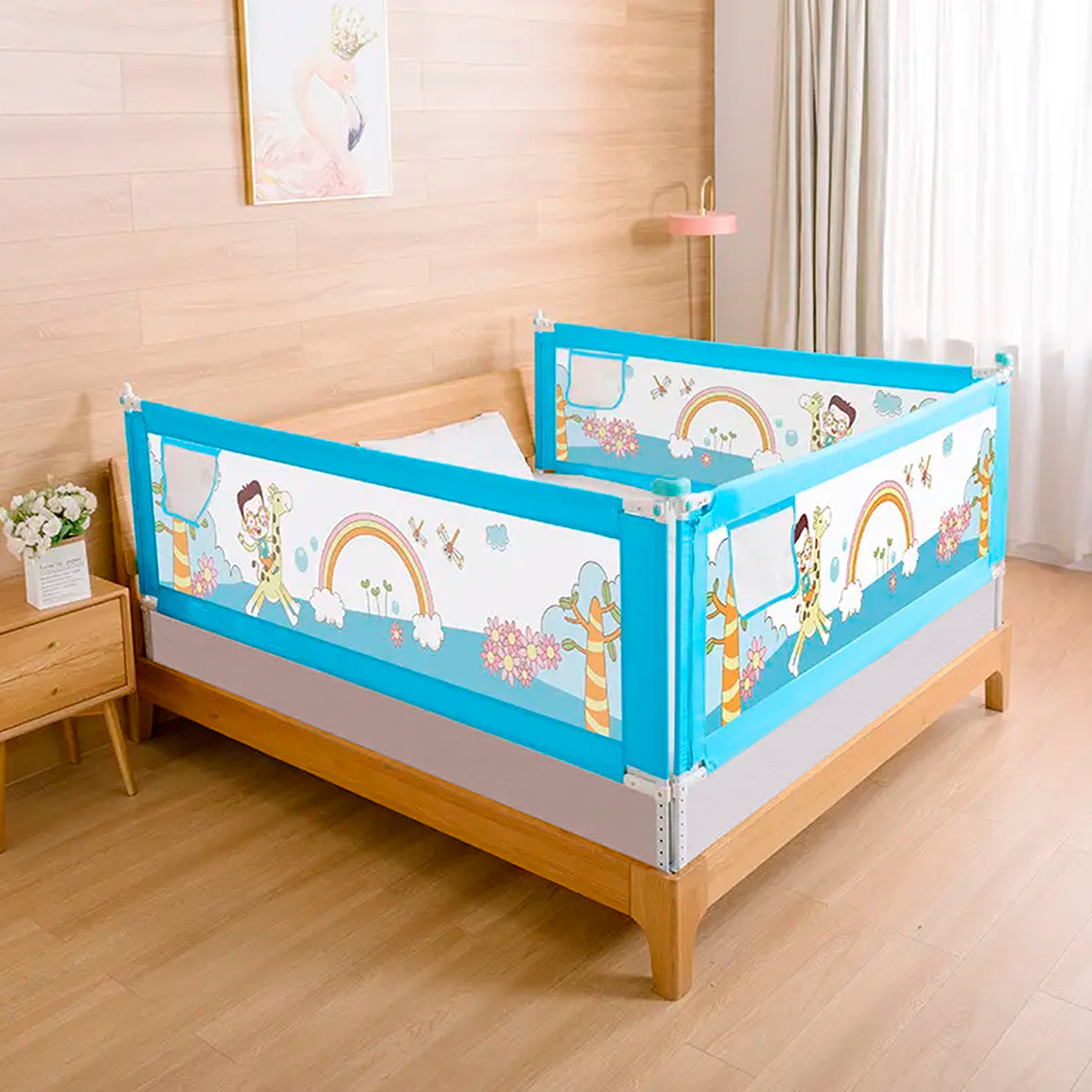 BARANDA CAMA SEGURIDAD MUNDO ONLINE CELESTE BEBE PLEGABLE 180CM - 2