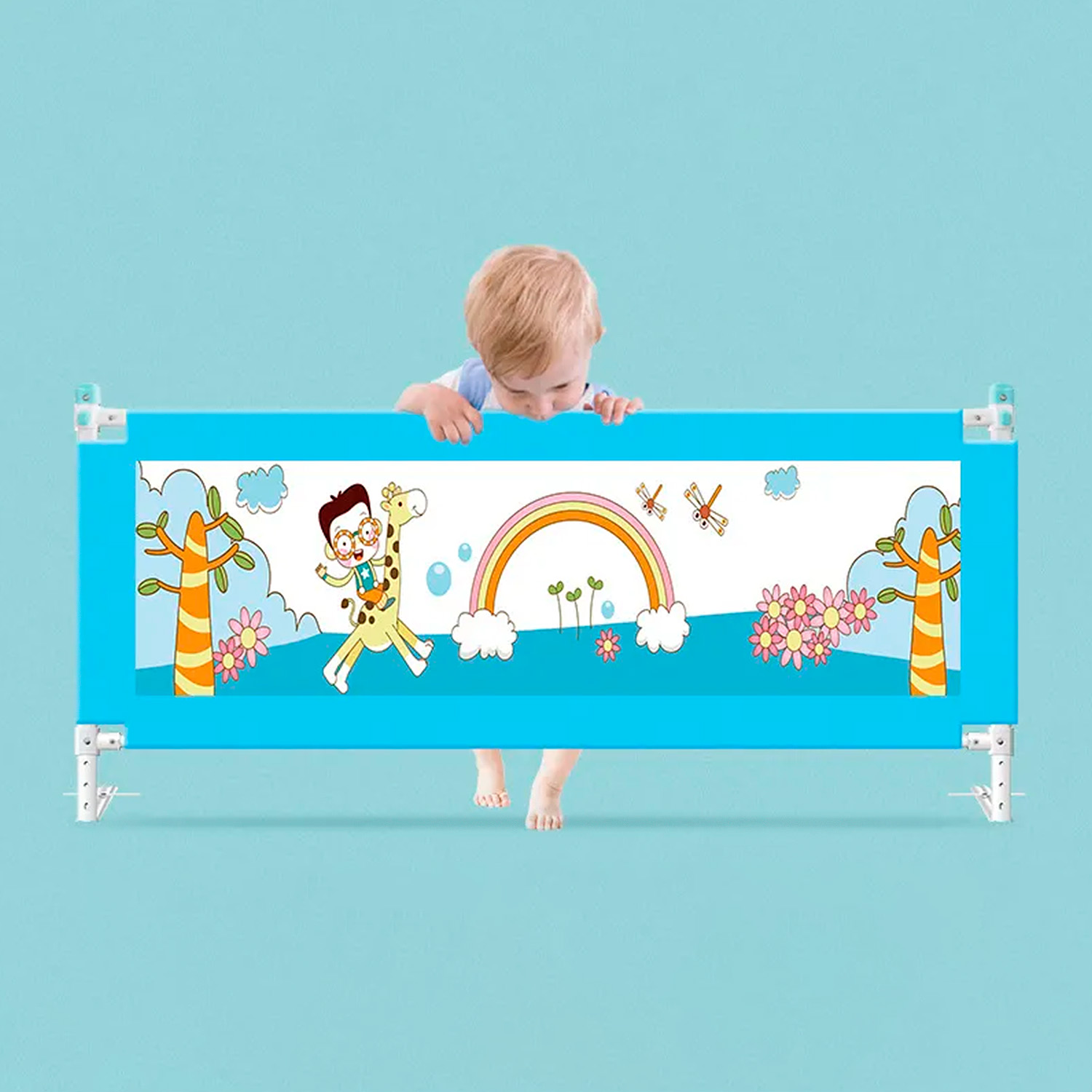 BARANDA CAMA SEGURIDAD MUNDO ONLINE CELESTE BEBE PLEGABLE 180CM - 3