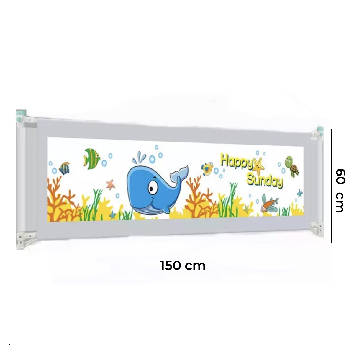 BARANDA CAMA SEGURIDAD MUNDO ONLINE GRIS PARA BEBE PLEGABLE 150 CM - 9