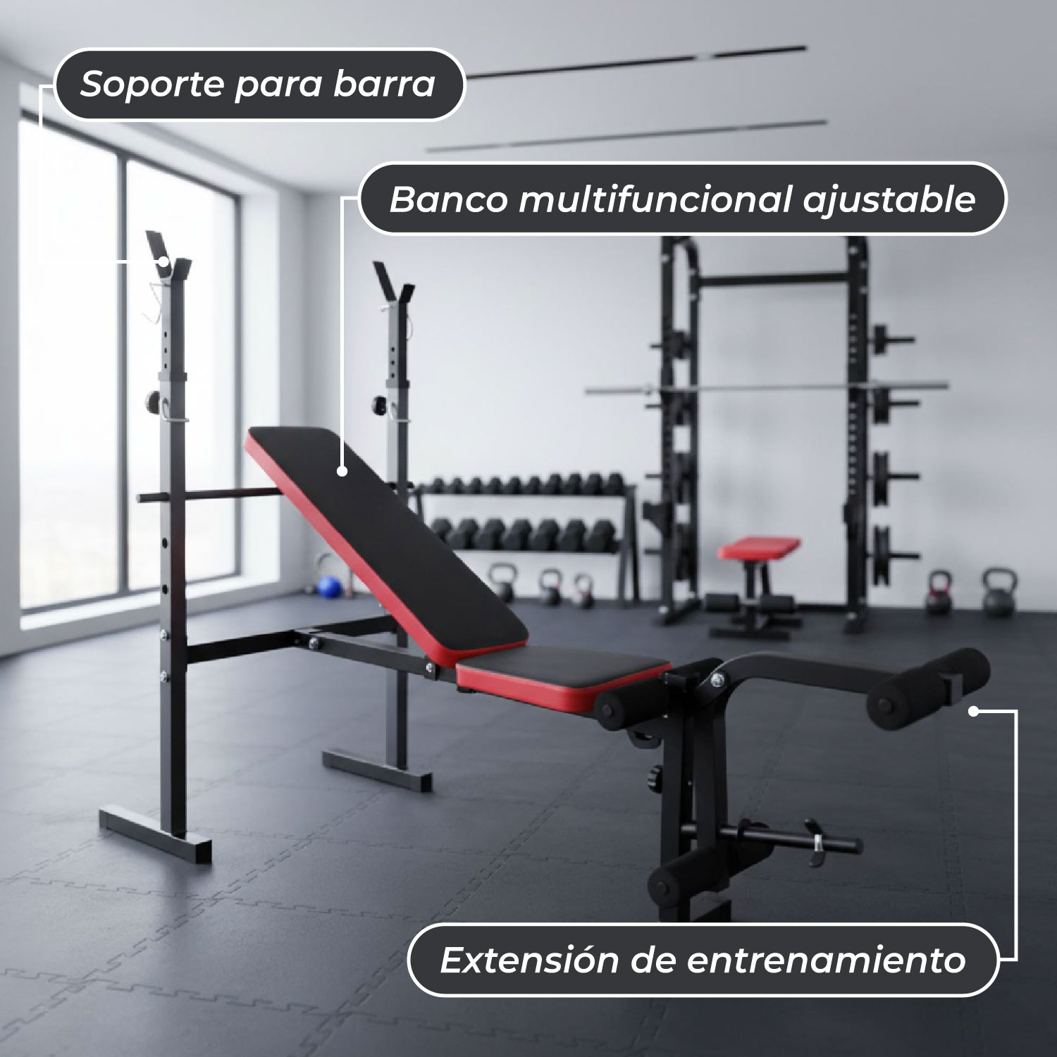 PRESS BANCA ABDOMINAL MULTIFUNCIONAL INCLINABLE + PIERNAS - 5