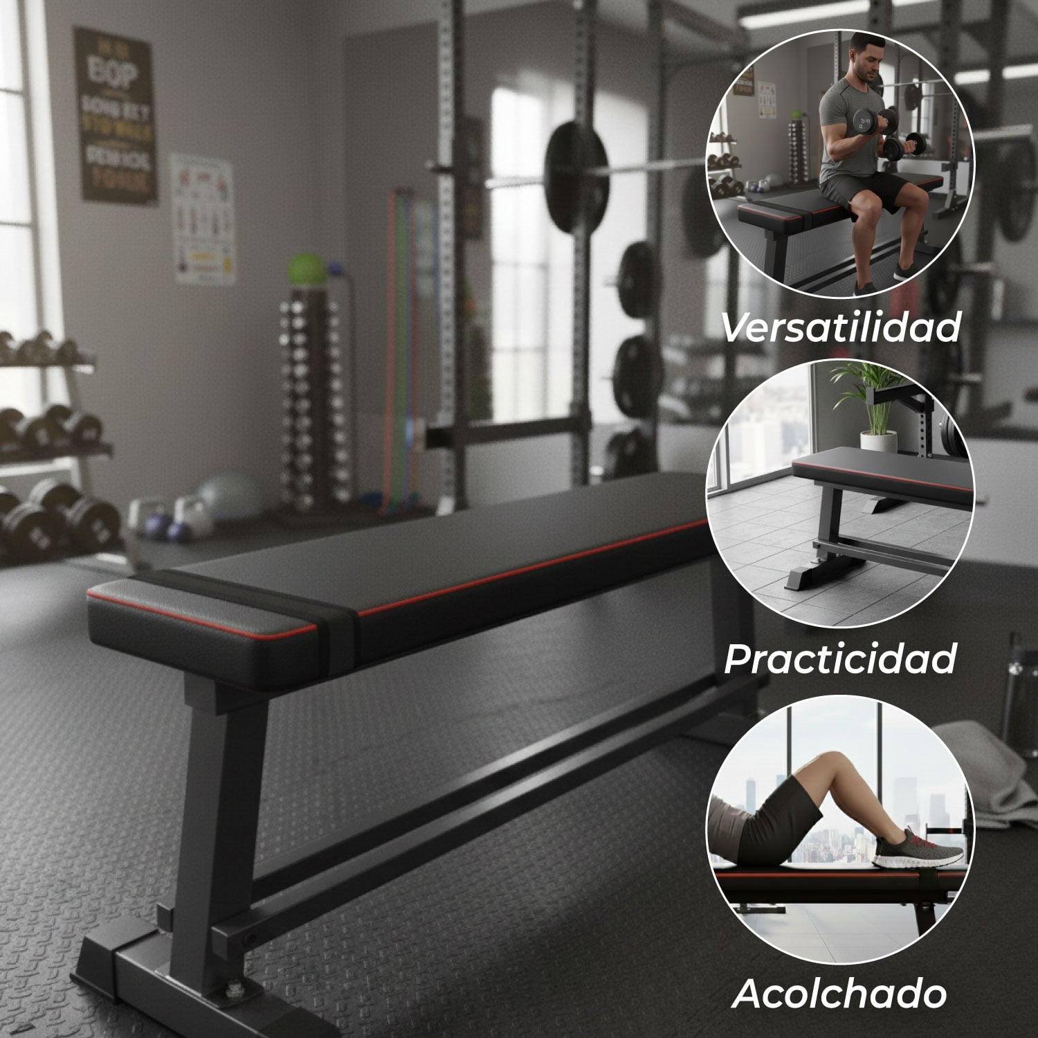 BANCA ABDOMINAL DOBLE SOPORTE FIRME Y ACOLCHADO GRUESO - 4