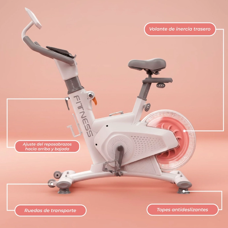 BICICLETA SPINNING MAGNETICA PROFESIONAL K11 8 KG COLOR BLANCO - 7