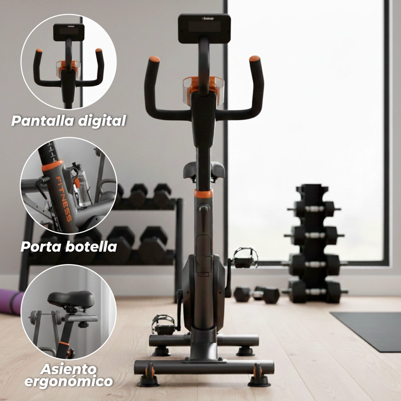 BICICLETA SPINNING MAGNETICA PROFESIONAL K12 8 KG COLOR NEGRO - 4