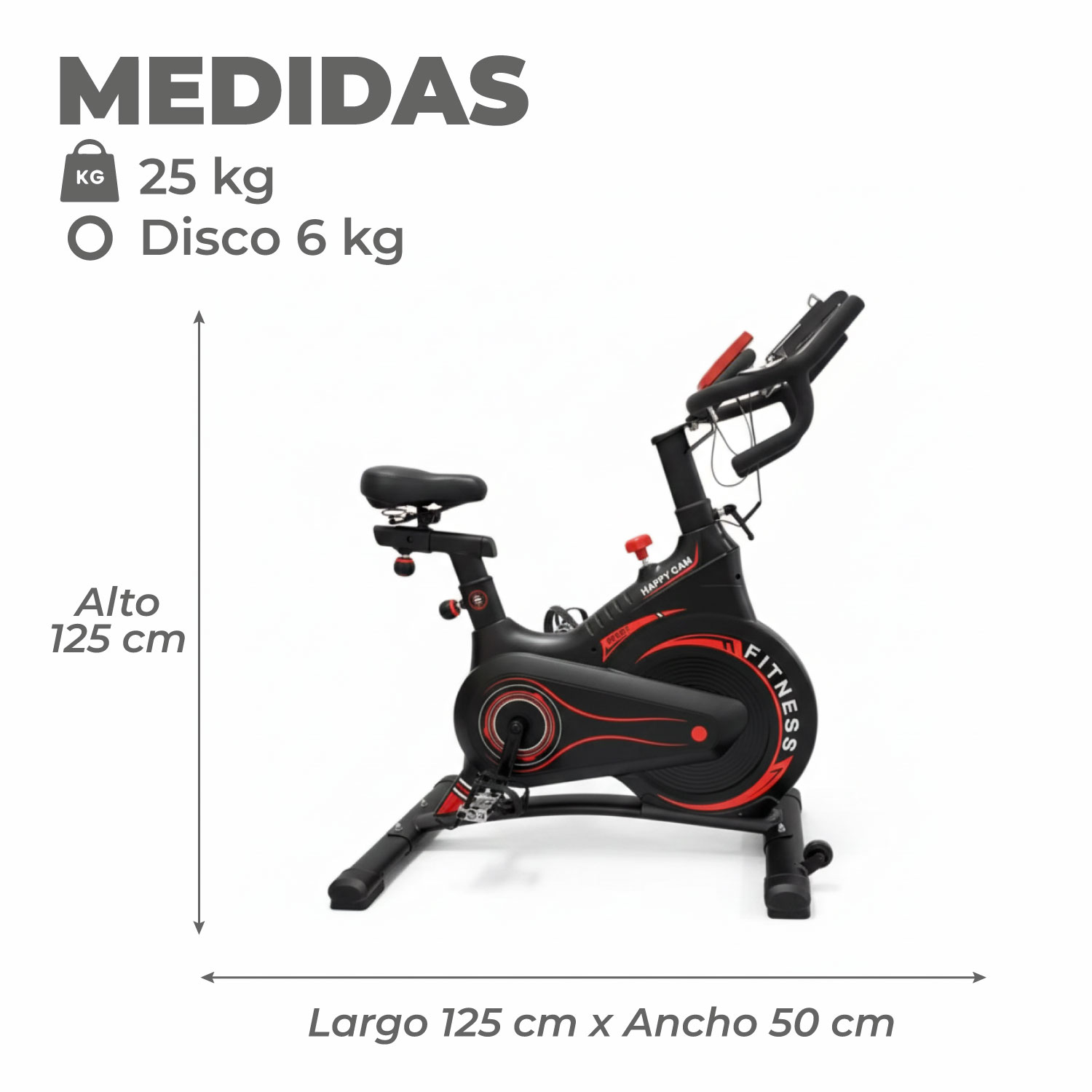 BICICLETA SPINNING MAGNETICA PROFESIONAL T1 DISCO 6KG - 3