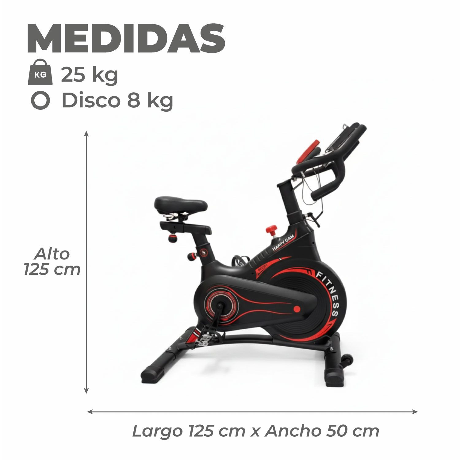 BICICLETA SPINNING MAGNETICA PROFESIONAL T2 DISCO 8KG - 3