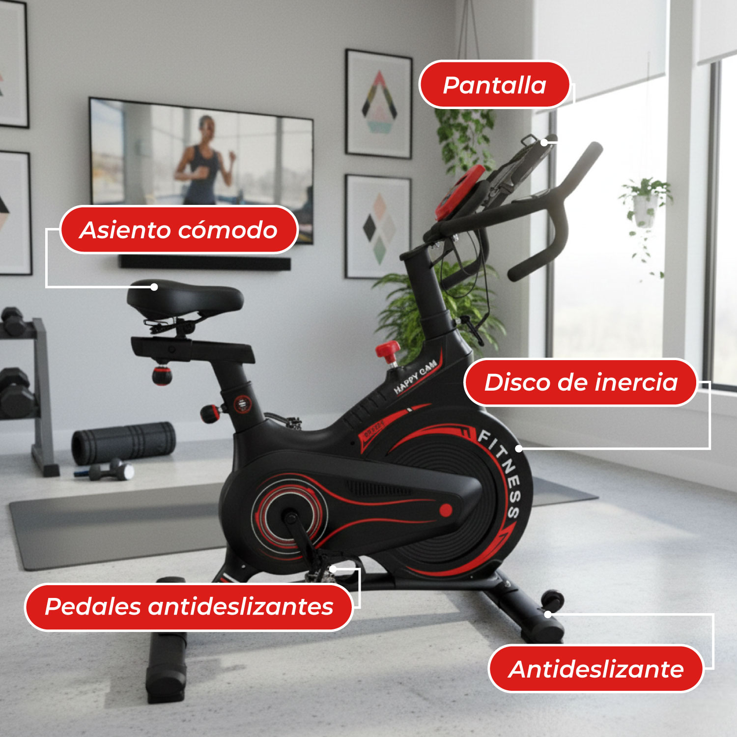 BICICLETA SPINNING MAGNETICA PROFESIONAL T2 DISCO 8KG - 6