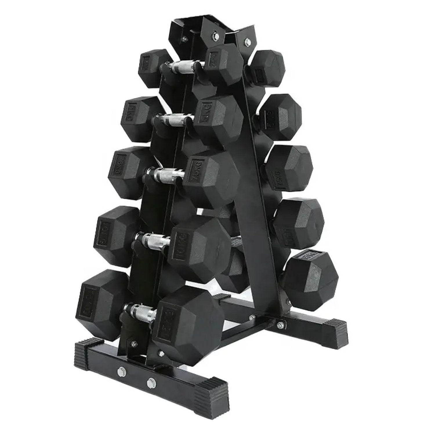 SET MANCUERNAS 75 KILOS HEXAGONALES + RACK PROFESIONAL - 1