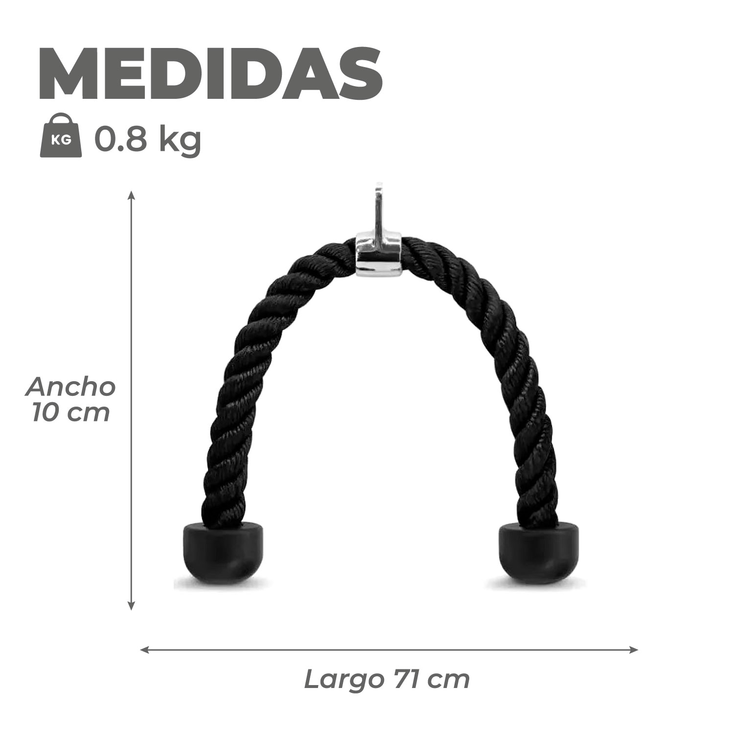 CUERDA SOGA PARA TRICEP, BICEP, POLEA, MANCUERNAS GYM - 3