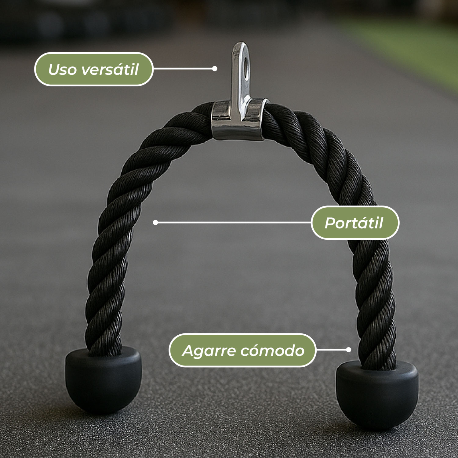 CUERDA SOGA PARA TRICEP, BICEP, POLEA, MANCUERNAS GYM - 6