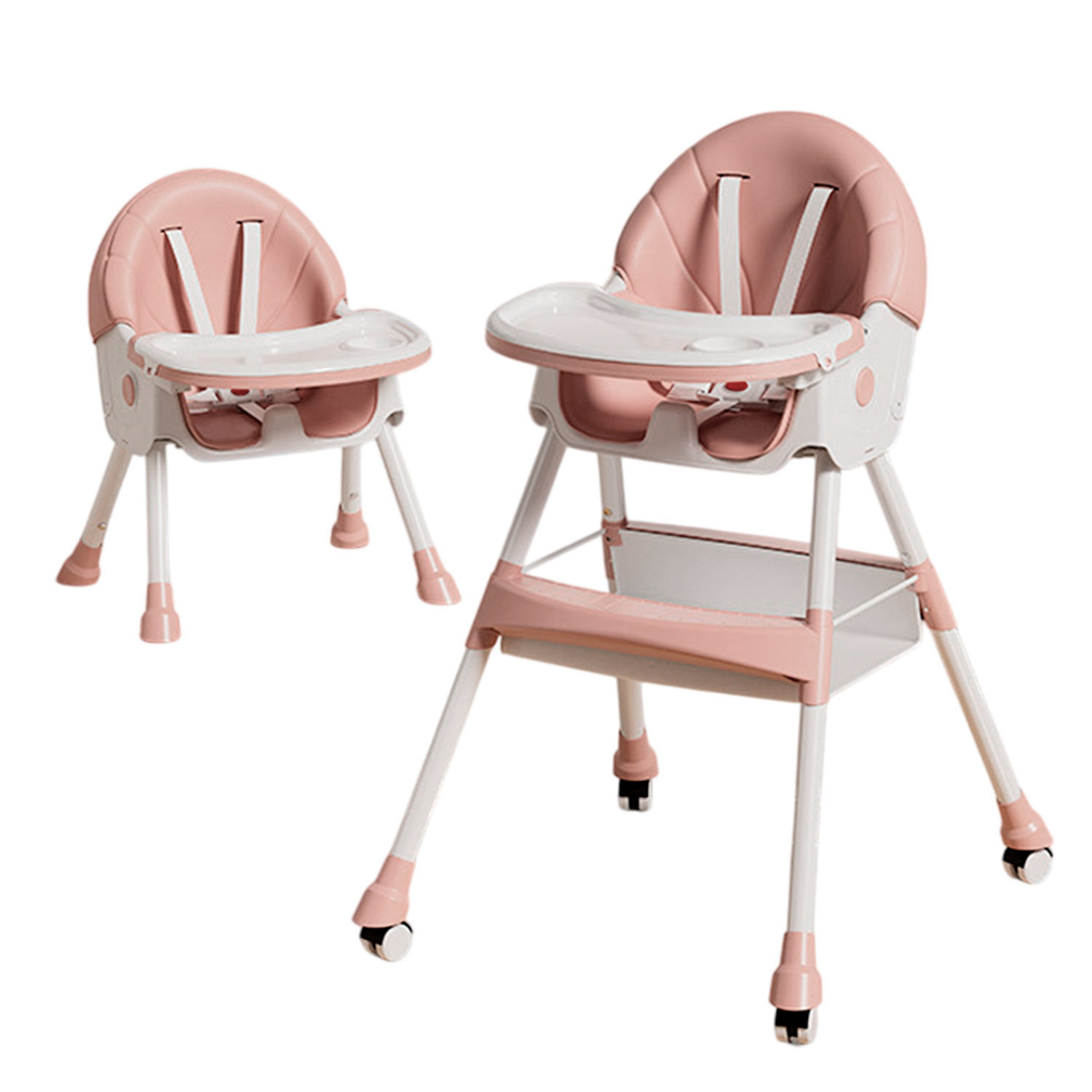 SILLA COMER BEBE DOBLE ALTURA SAFE BABY - ROSA - 4