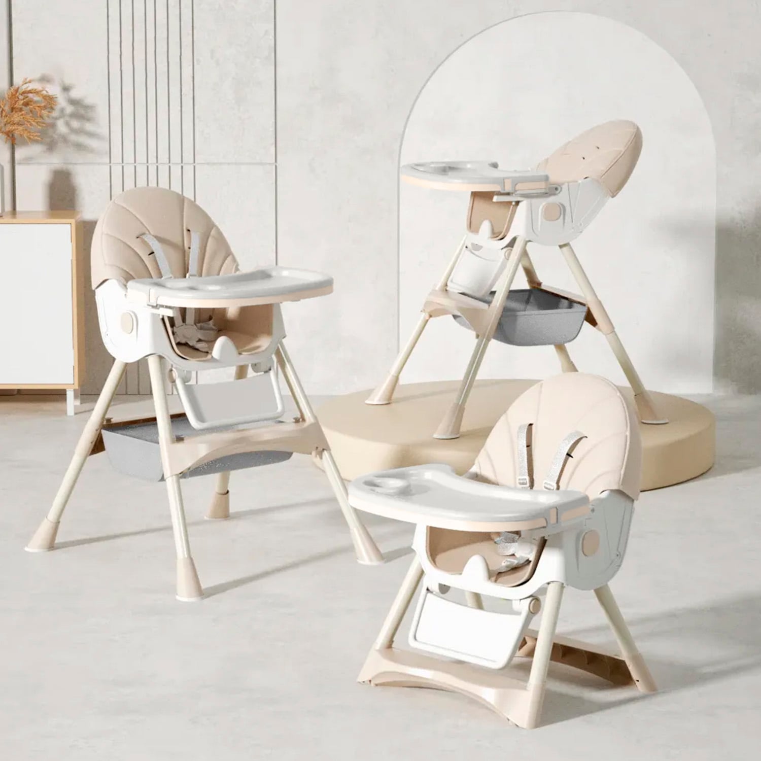 SILLA COMER BEBE DOBLE ALTURA SAFE BABY - BEIGE - 5