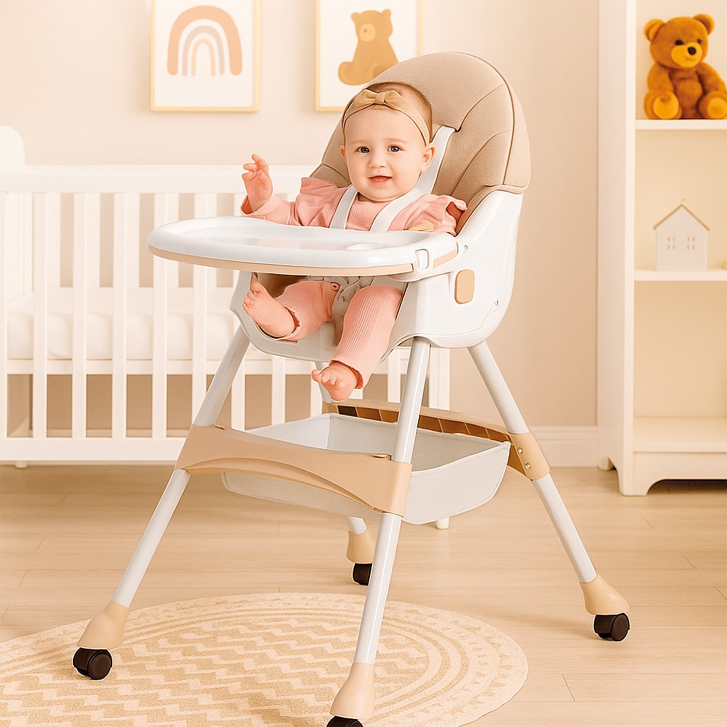 SILLA COMER BEBE DOBLE ALTURA SAFE BABY - BEIGE - 6
