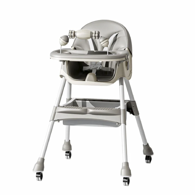 SILLA COMER BEBE DOBLE ALTURA SAFE BABY ENTRETENIDA - GRIS - 1