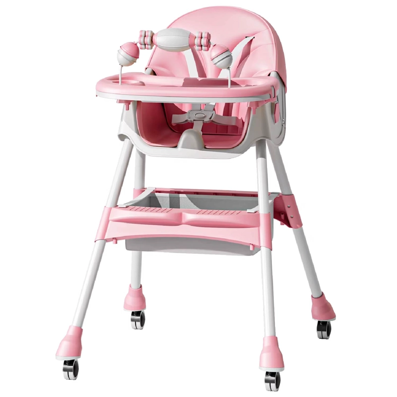 SILLA COMER BEBE DOBLE ALTURA SAFE BABY ENTRETENIDA -ROSA - 1