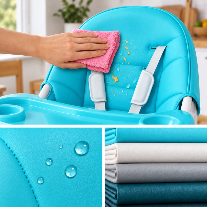 SILLA COMER BEBE DOBLE ALTURA SAFE BABY ENTRETENIDA - CELESTE - 4