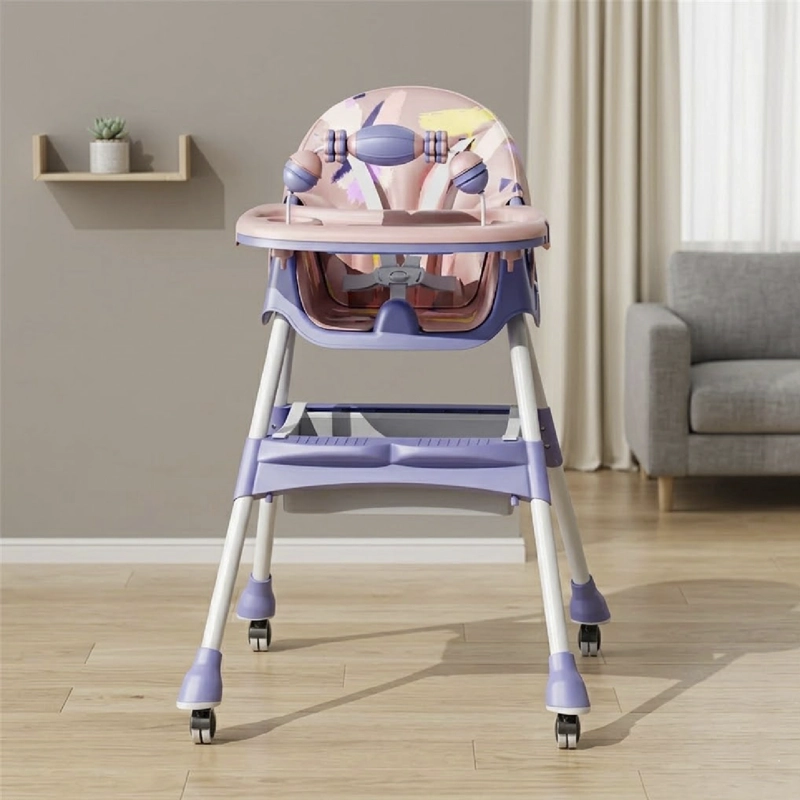 SILLA COMER BEBE DOBLE ALTURA SAFE BABY ENTRETENIDA - LILA - 2