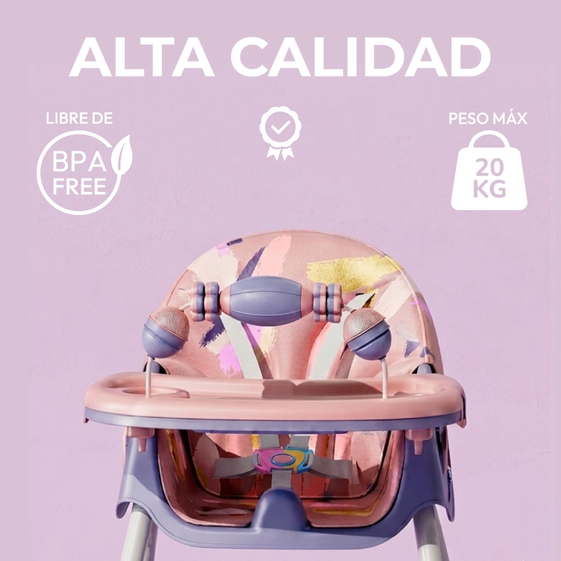 SILLA COMER BEBE DOBLE ALTURA SAFE BABY ENTRETENIDA - LILA - 7