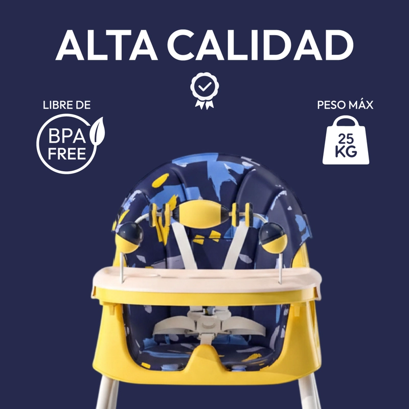 SILLA COMER BEBE DOBLE ALTURA SAFE BABY ENTRETENIDA - AMARILLO - 2