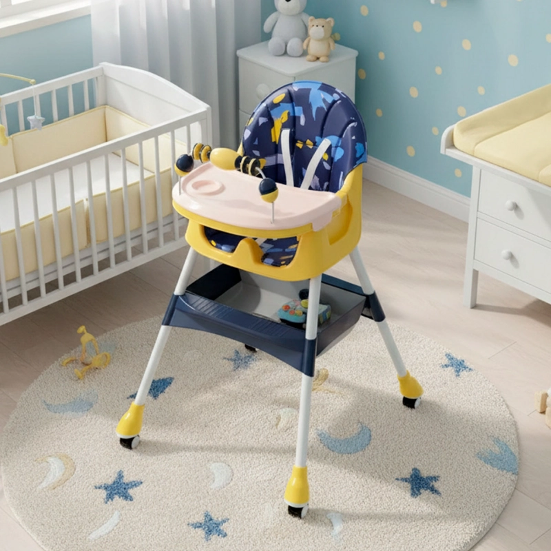 SILLA COMER BEBE DOBLE ALTURA SAFE BABY ENTRETENIDA - AMARILLO - 3