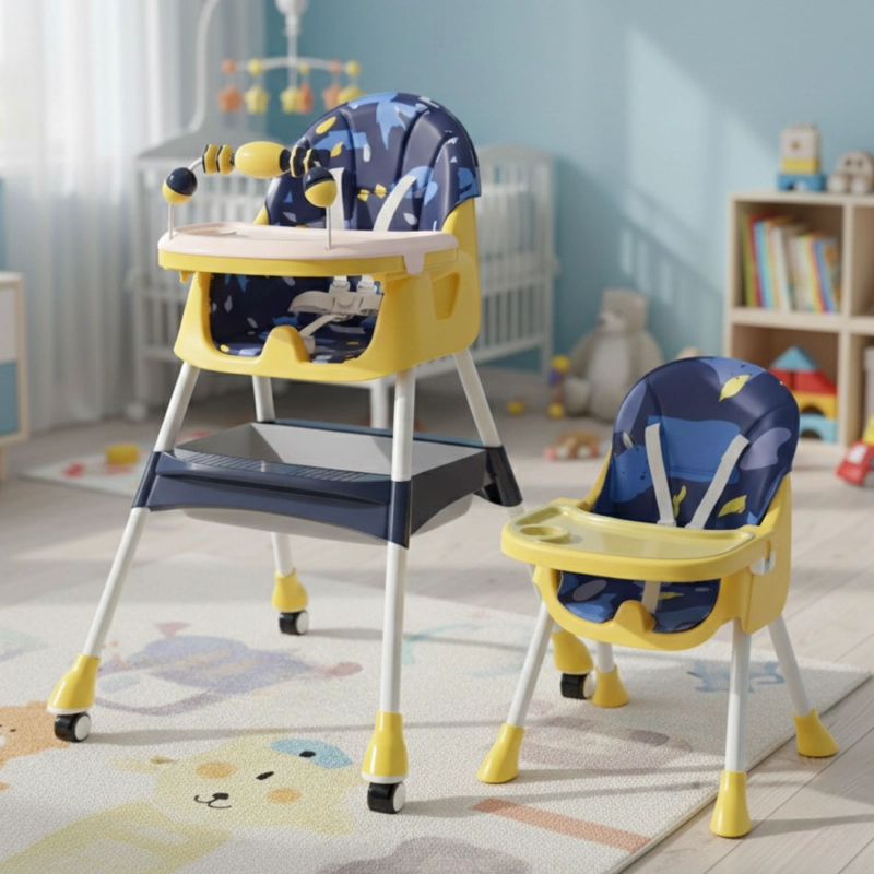 SILLA COMER BEBE DOBLE ALTURA SAFE BABY ENTRETENIDA - AMARILLO - 4