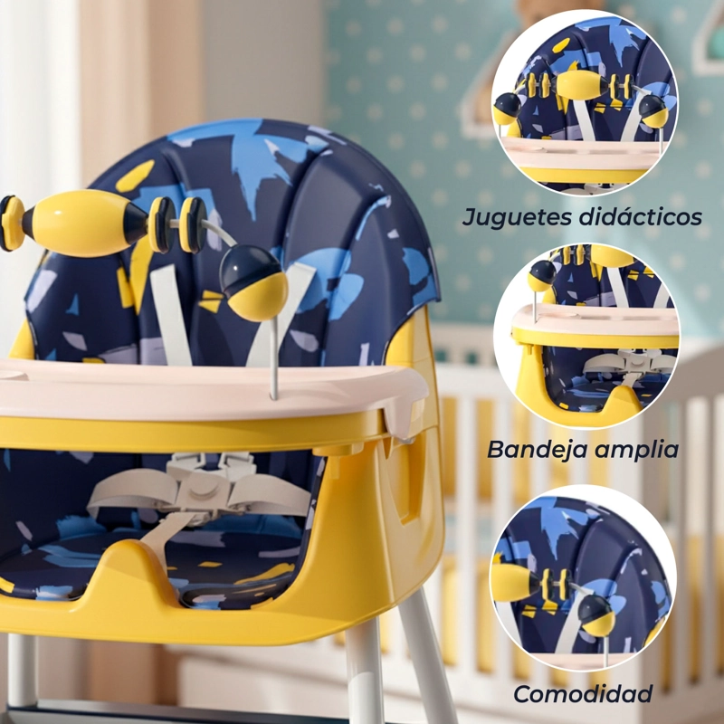 SILLA COMER BEBE DOBLE ALTURA SAFE BABY ENTRETENIDA - AMARILLO - 6