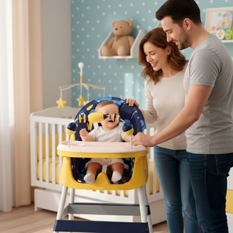 SILLA COMER BEBE DOBLE ALTURA SAFE BABY ENTRETENIDA - AMARILLO - 7