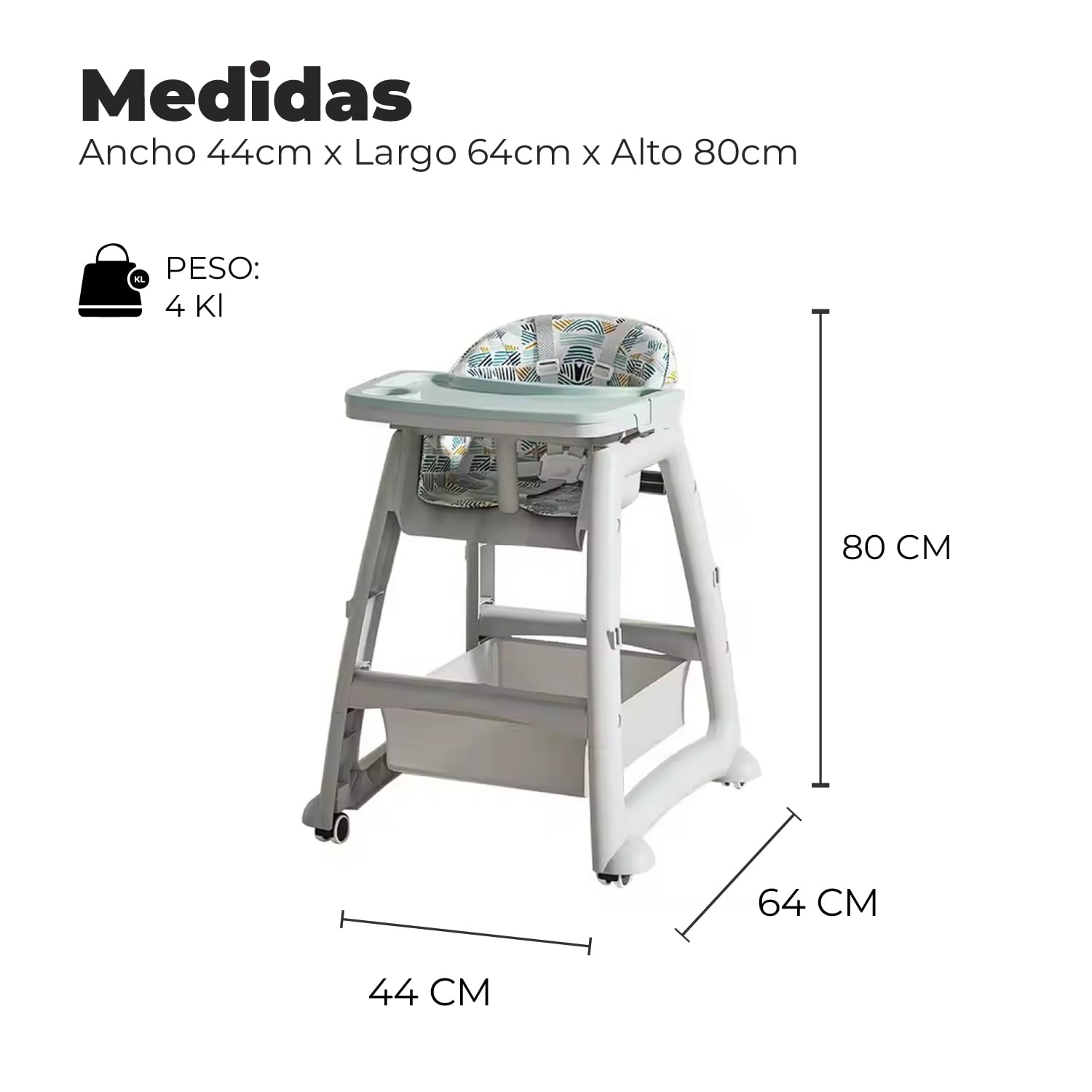 SILLA COMER BEBE STYLISH BABY - CELESTE - 2