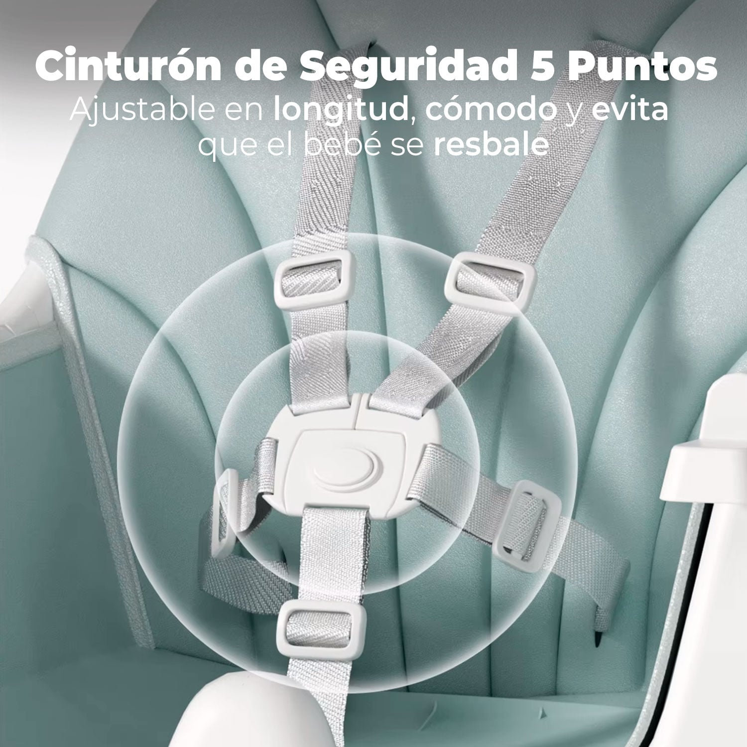 SILLA COMER BEBE DOBLE ALTURA SAFE BABY MECEDORA RECLINABLE - CELESTE - 5