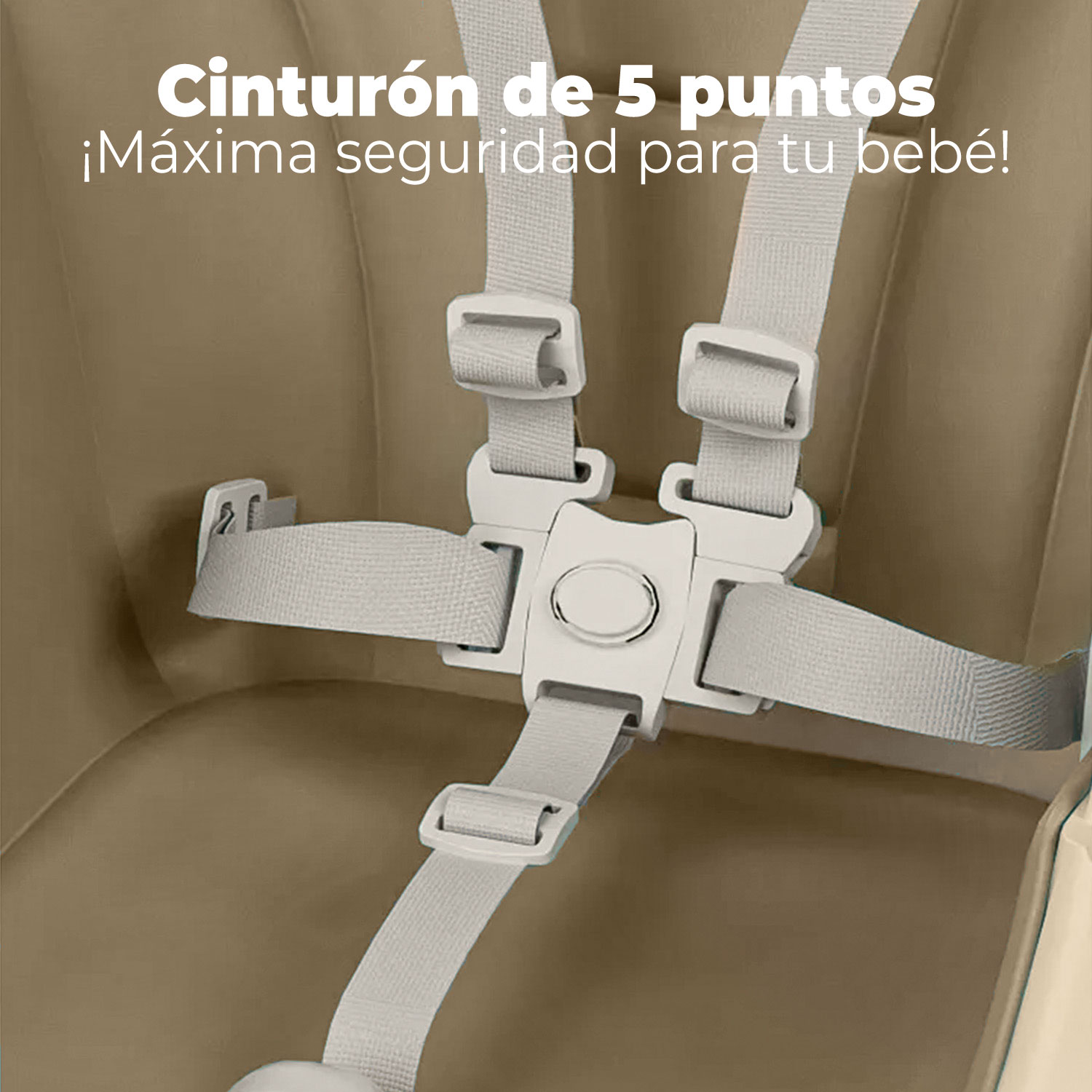 SILLA COMER BEBE DOBLE ALTURA SAFE BABY MECEDORA RECLINABLE - BEIGE - 5