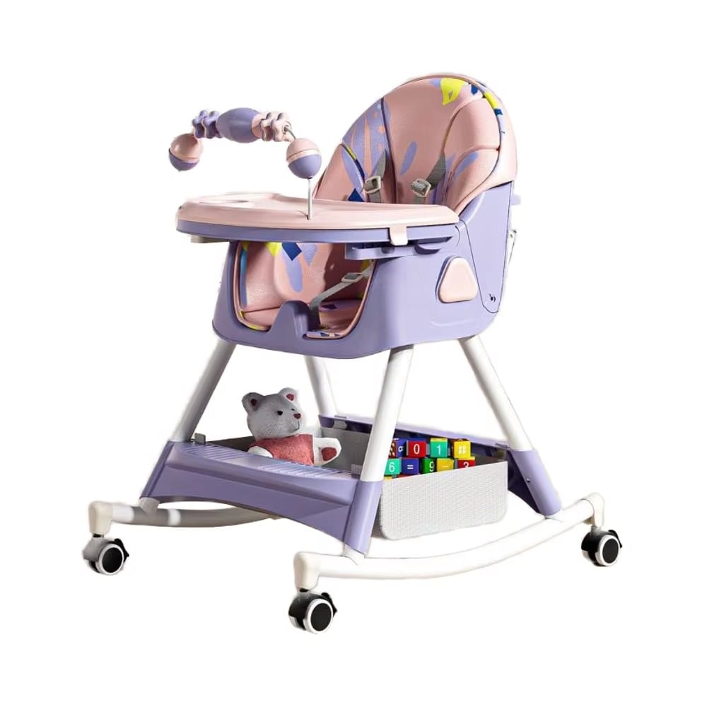 SILLA COMER BEBE DOBLE ALTURA SAFE BABY MECEDORA RECLINABLE - LILA - 6