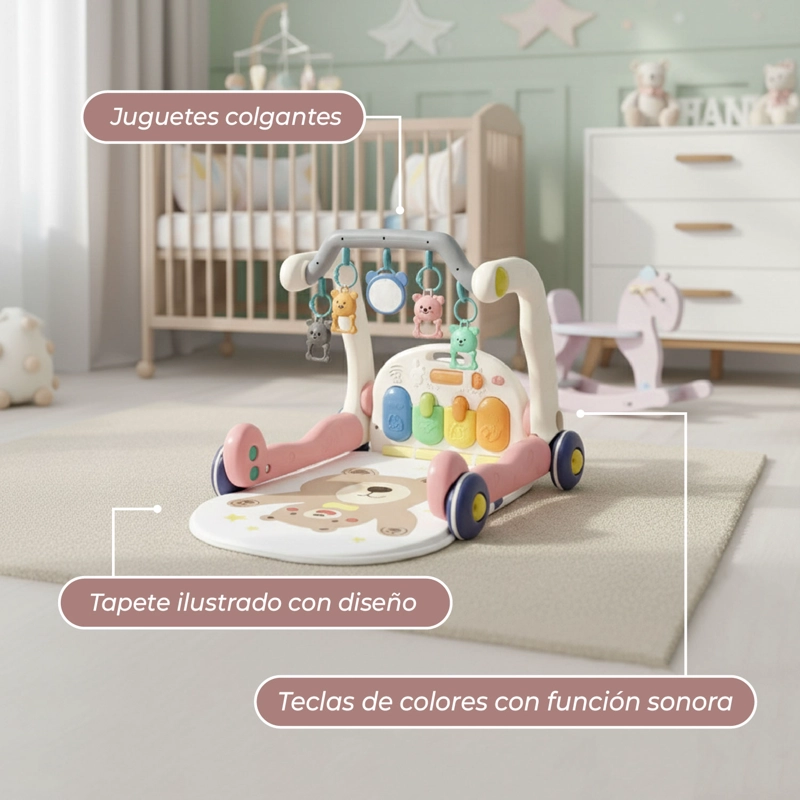 GIMNASIO ALFOMBRA CAMINADORA BEBE MUSICAL 4 EN 1 LITTLE BEAR - 6