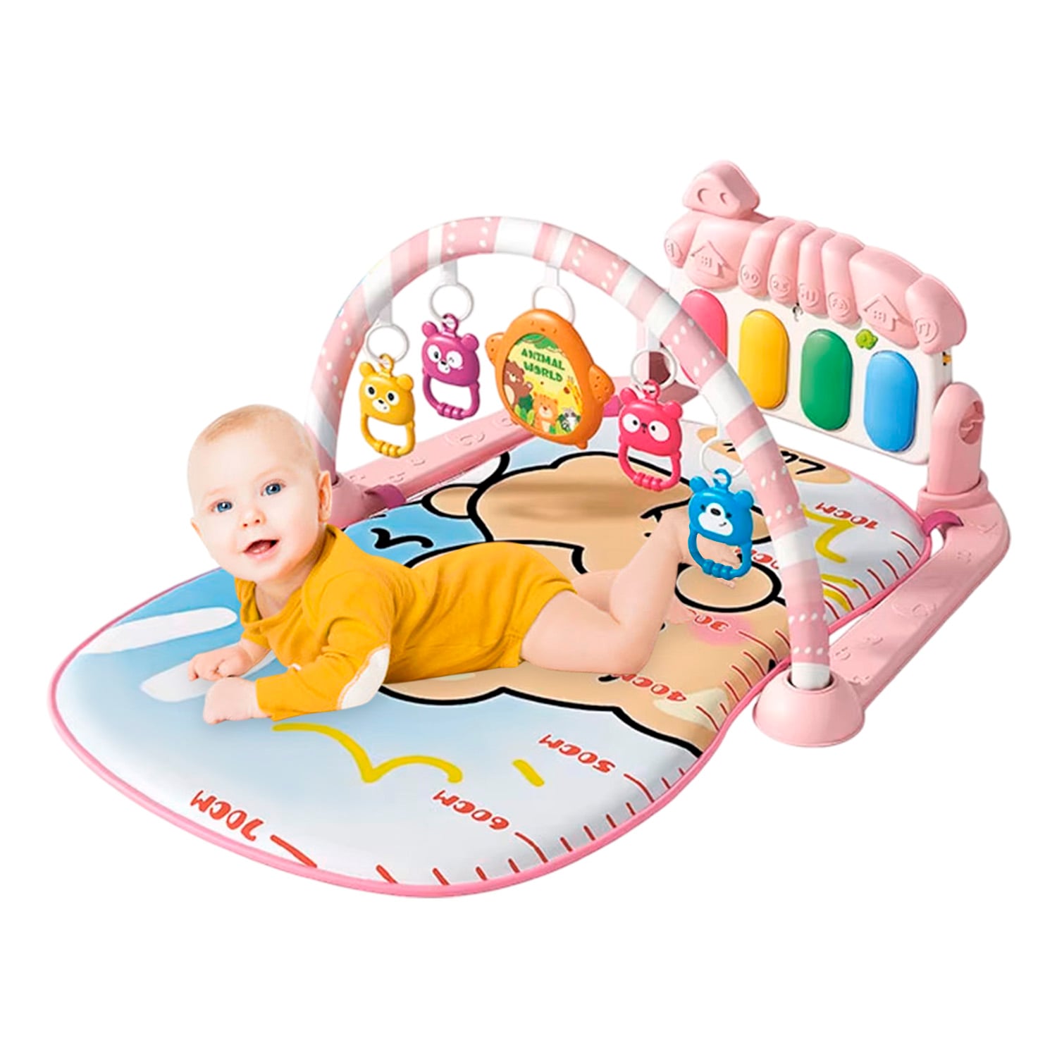 GIMNASIO ALFOMBRA BEBE PIANO 3 EN 1 LITTLE BEAR ROSADO - 1