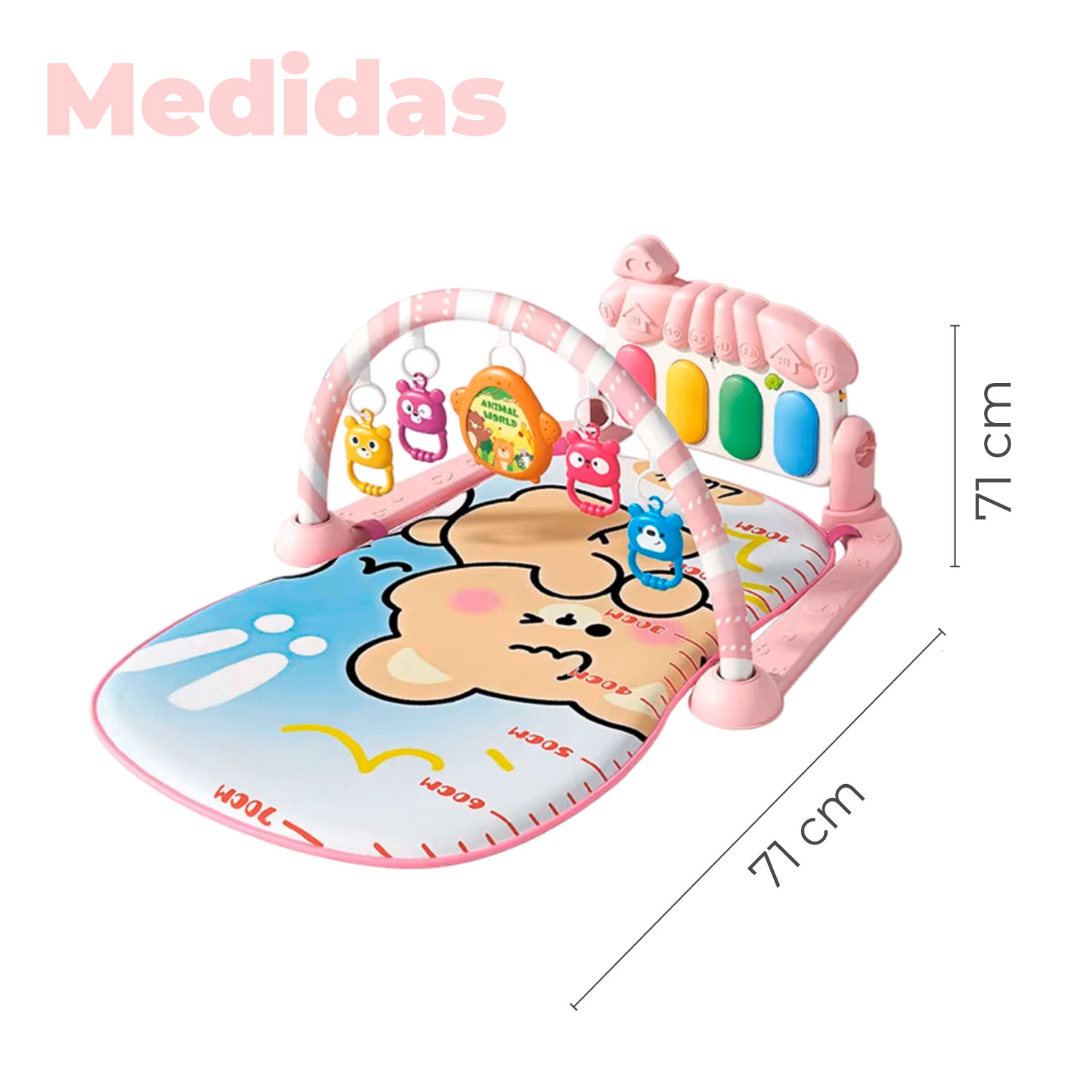GIMNASIO ALFOMBRA BEBE PIANO 3 EN 1 LITTLE BEAR ROSADO - 3