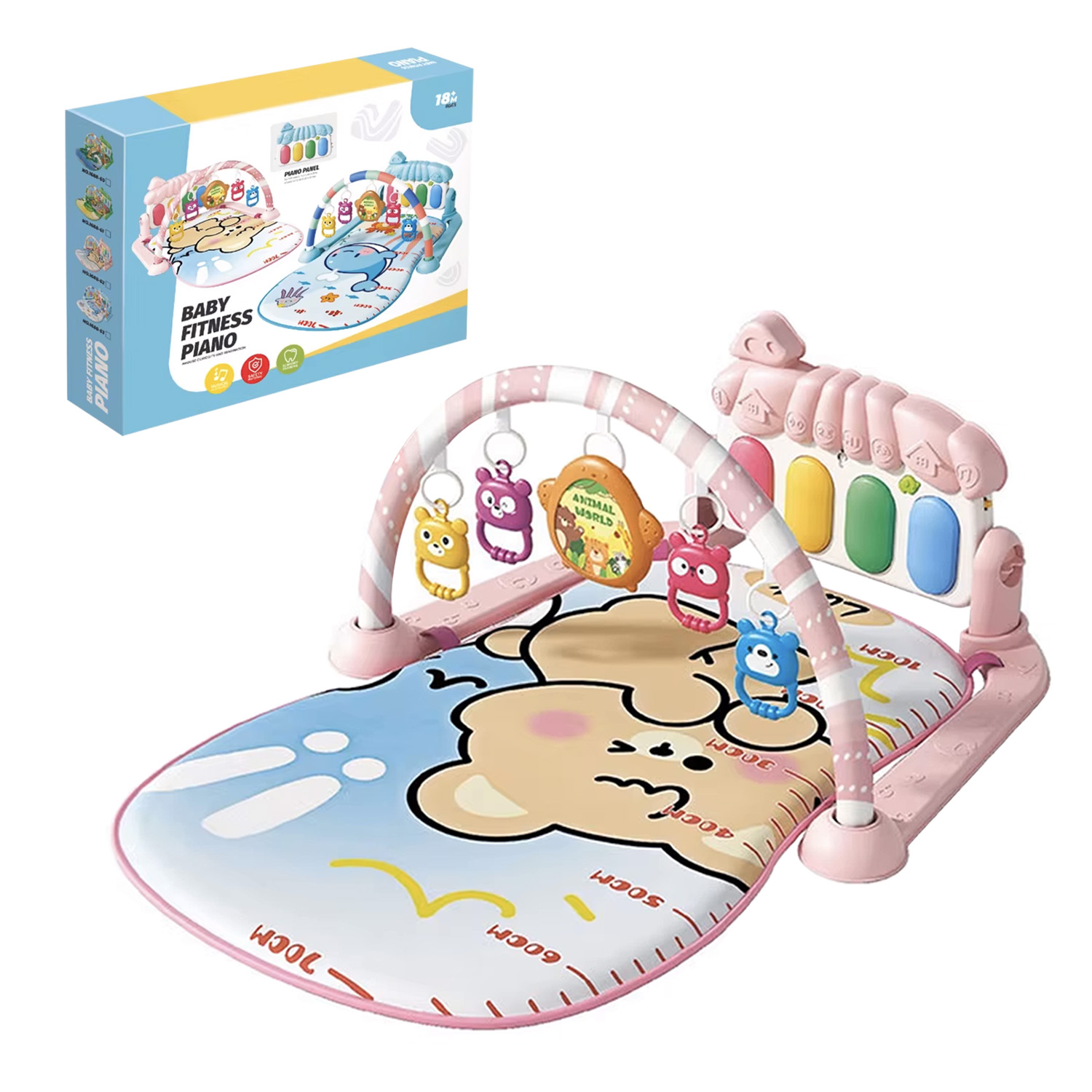 GIMNASIO ALFOMBRA BEBE PIANO 3 EN 1 LITTLE BEAR ROSADO - 5