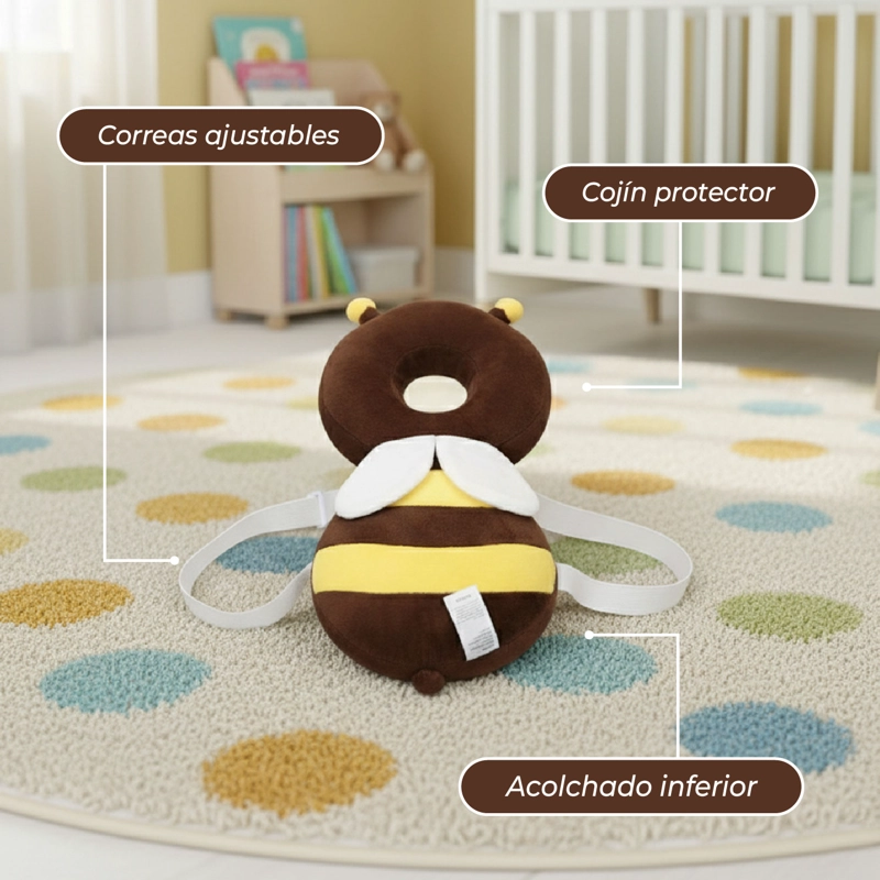 MOCHILA PROTECTORA CABEZA BEBES COJIN ANTIGOLPES ABEJITA - 6
