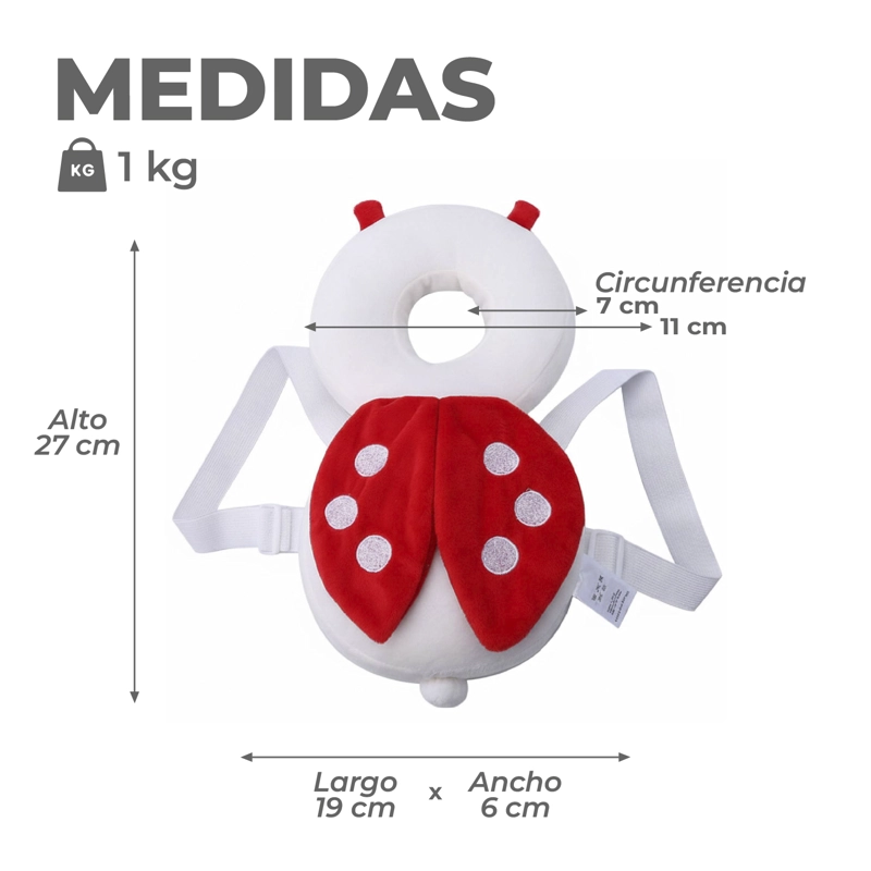 MOCHILA PROTECTORA CABEZA BEBES COJIN ANTIGOLPES CHINITA - 3